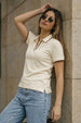 Stripe Collar Marshmallow Regular Fit Premium Pique Lycra Polo T-Shirt