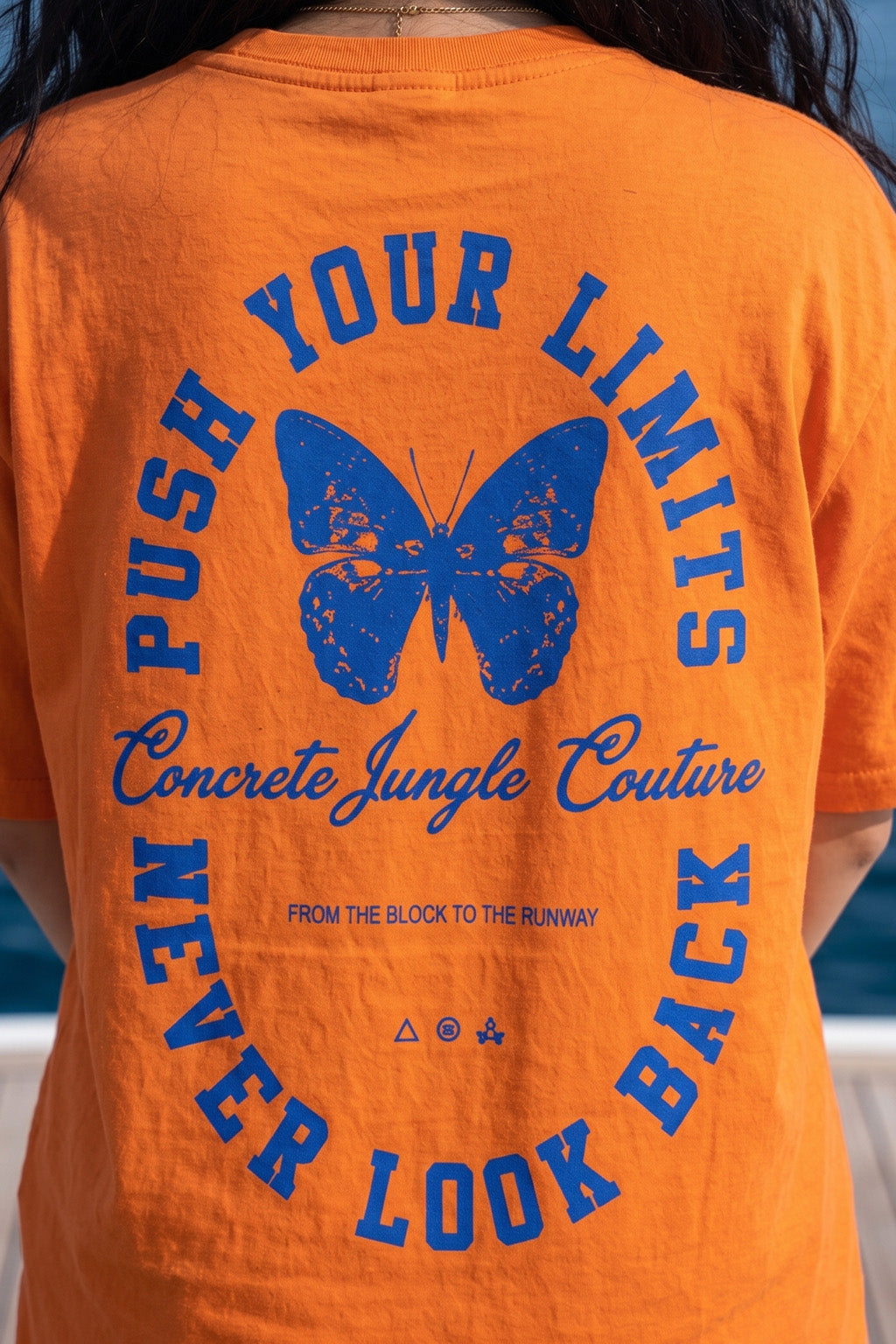 Push Your Limits Typographic Printed Oversized Fit Orange T-Shirt