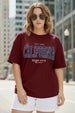 California Maroon Plus Size Printed T-shirt