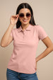 Pink Plain Cotton Regular Slim Fit Polo T-Shirt