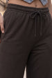 Brown Plain Wide Leg Track Pant