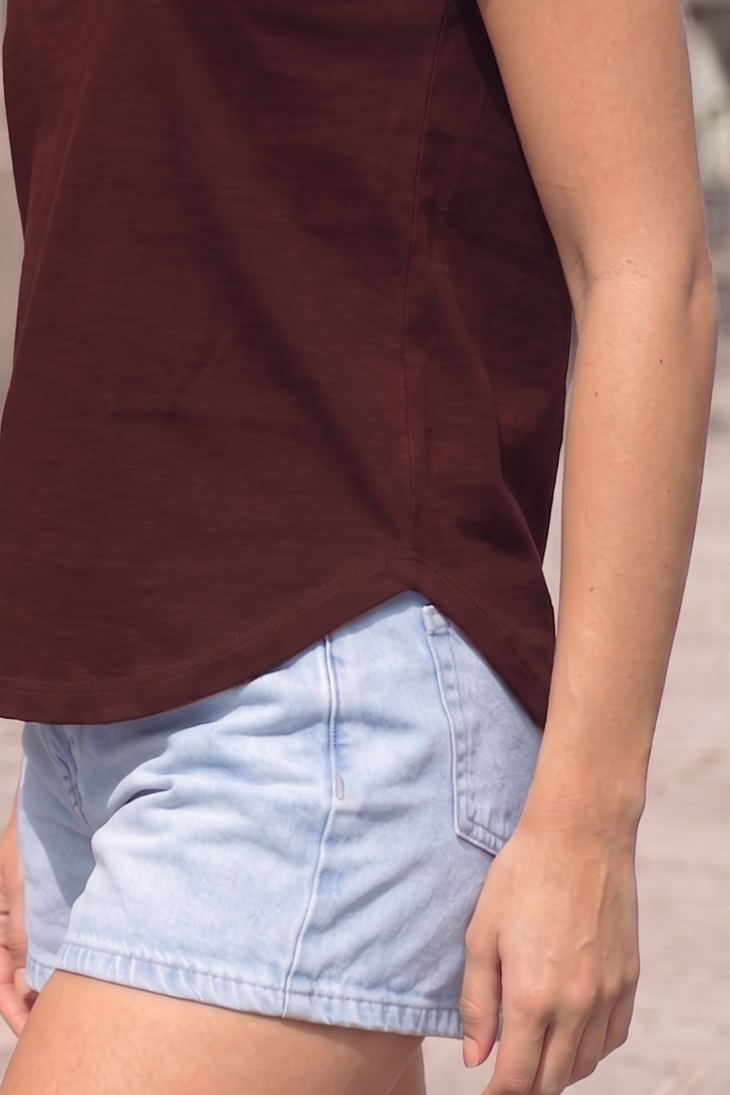 Maroon Plain Boyfriend Fit T-Shirt