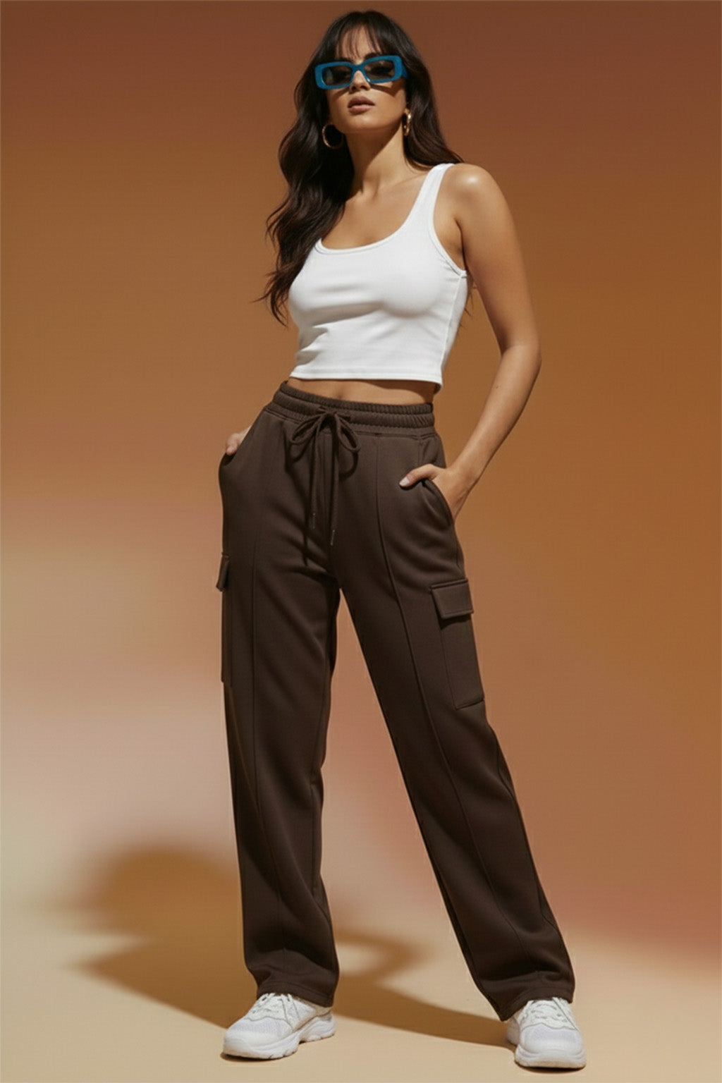 Brwon Active Wear 4 Pocket Knitted Cargo Jogger