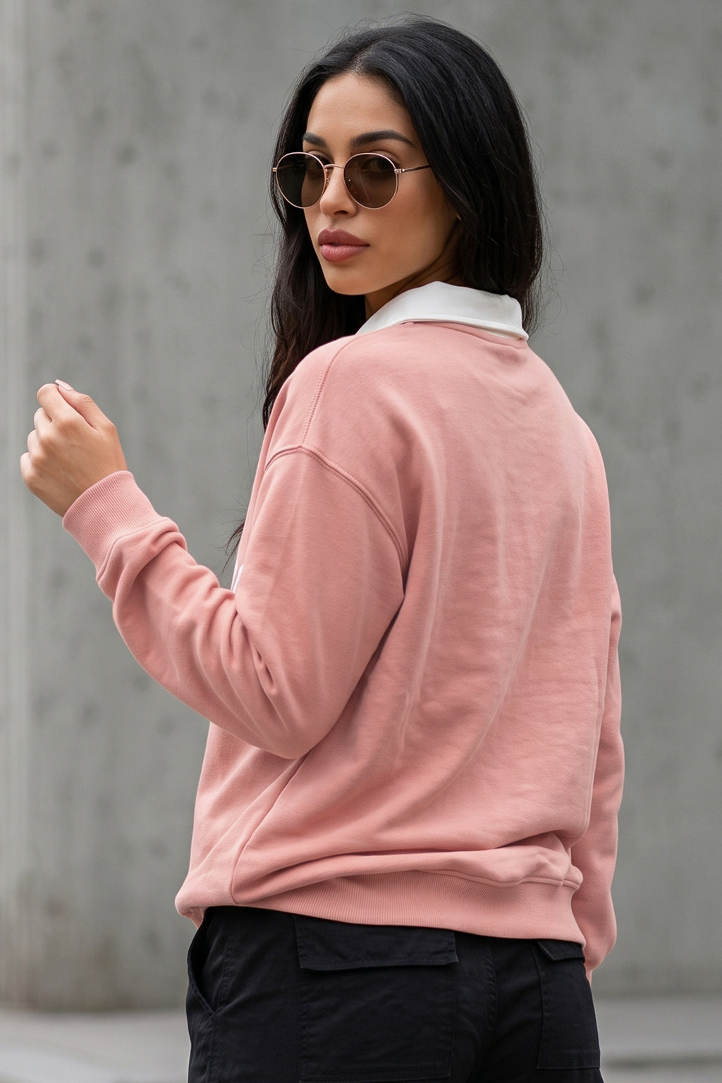 Juneberry Peach Oversized Printed Sweatshirt