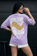 Upside Down Lilac Graphic Printed Oversized T-Shirt