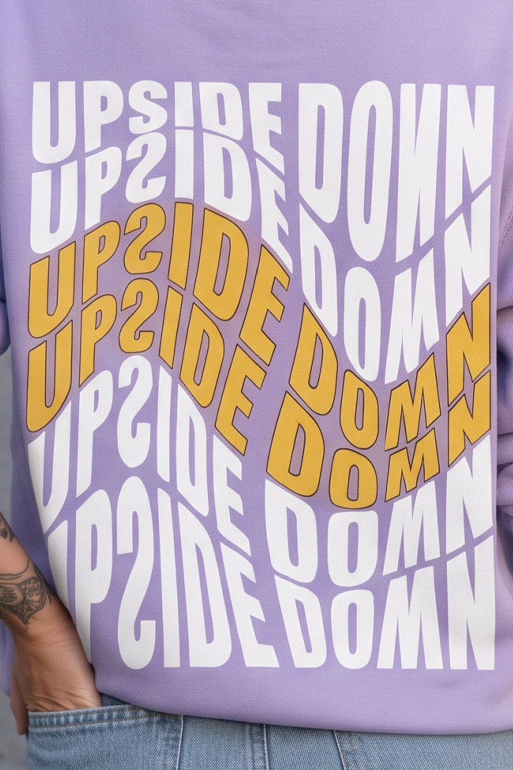 Upside Down Printed Lilac Regular Fit Hoodie