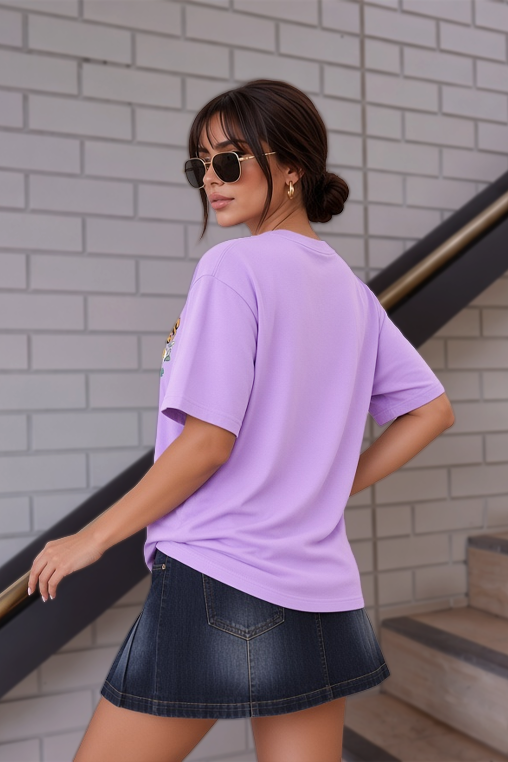 Hopes Lilac Oversized Graphic Printed T-Shirt