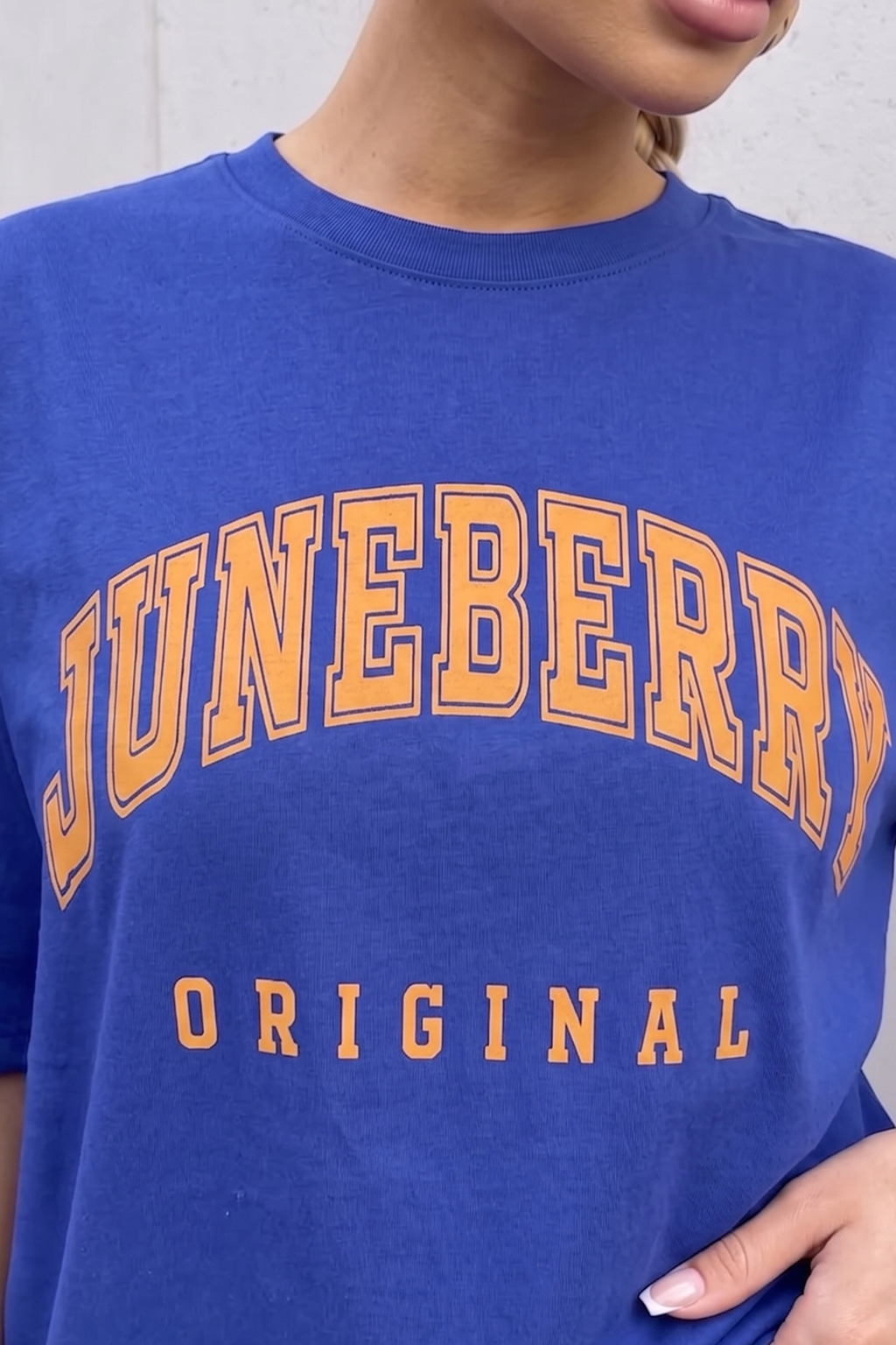 Juneberry Original Royal Blue Oversized Fit Graphic T-Shirt