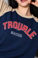 Trouble Maker Navy Blue Oversized Graphic T-Shirt