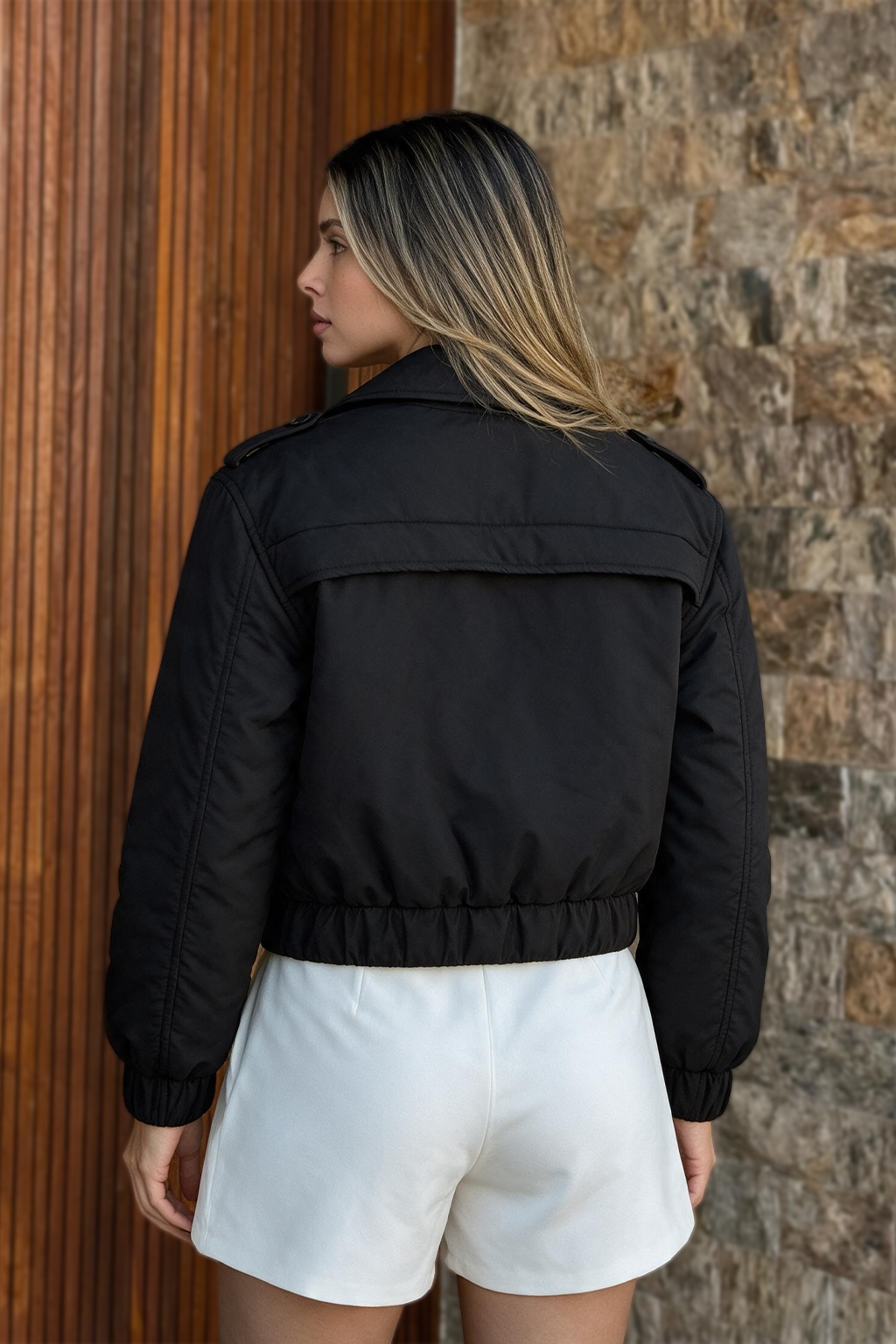 FLURRY BLACK CROPPED JACKET