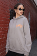 Brooklyn Typographic Printed Grey Oversized Hoodie