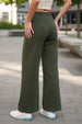 Olive Plain Wide Leg Track pant
