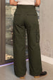 Olive Green Plain 5 Pocket Straight Fit Woven Cargo