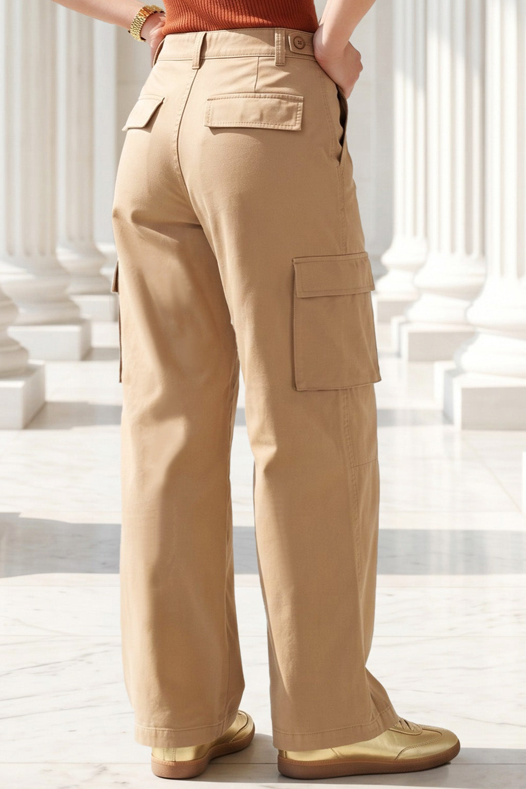 Taupe Structured 5 Pocket Straight Fit Woven Cargo