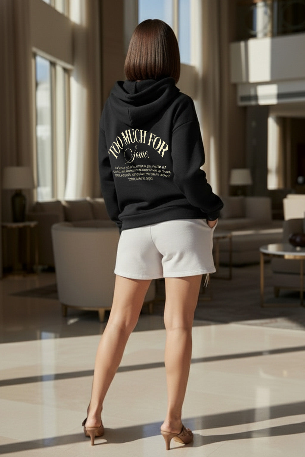 Too Much Black Maroon Oversized Printed Hoodie