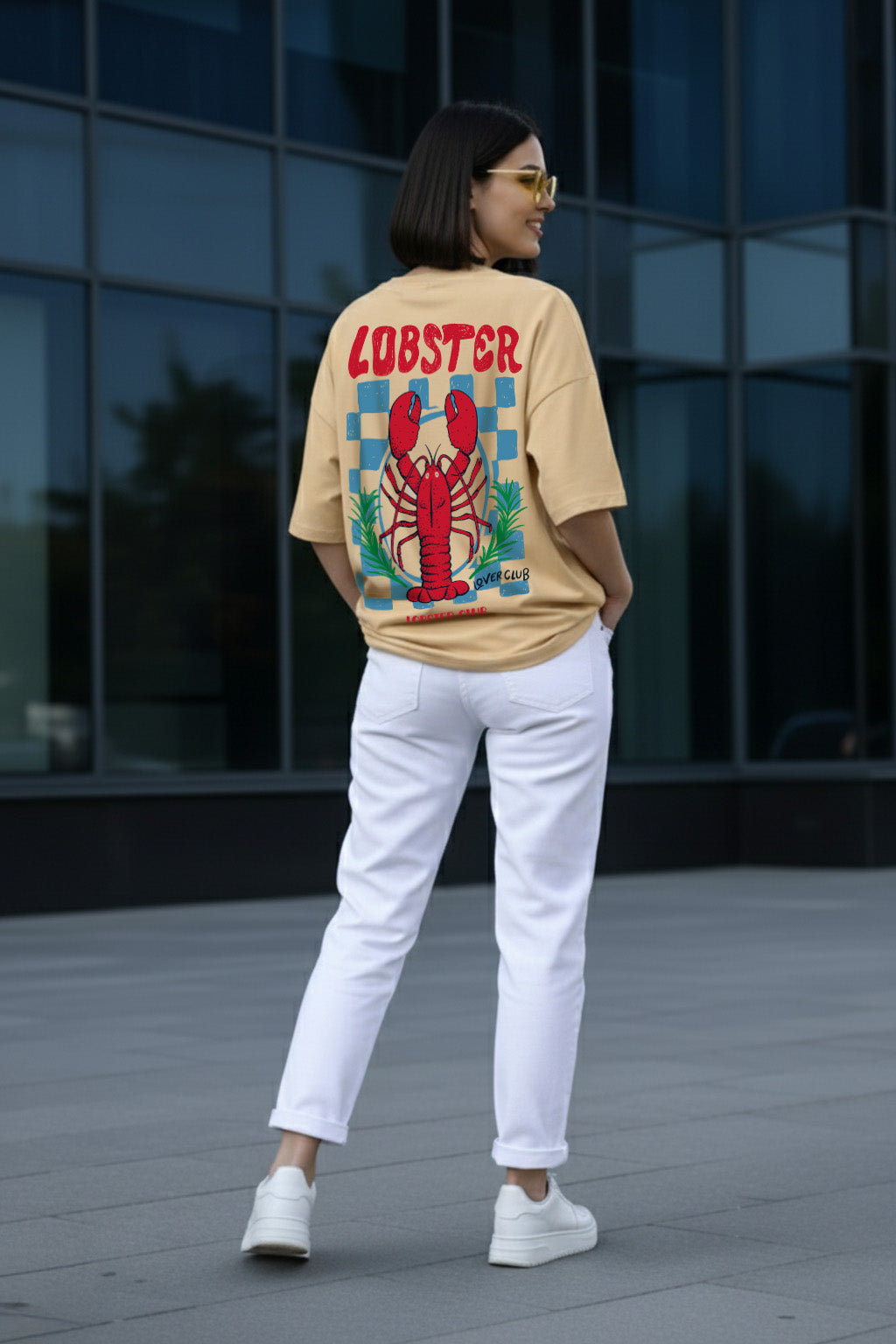 Lobster Swanwhite Oversized Printed T-Shirt