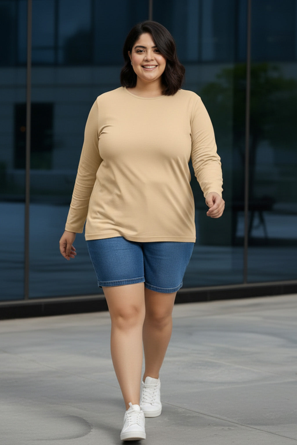 Swanwhite Plain Full Sleeve Plus Size T-shirt