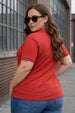 Red Plain Plus Size Polo T-shirt