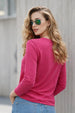 Pink Plain Full Sleeve Regular Fit T-Shirt