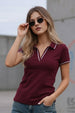 Stripe Collar Maroon Regular Fit Premium Pique Lycra Polo T-Shirt