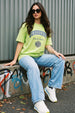 Juneberry Original Neon Green Oversized Fit Graphic T-Shirt