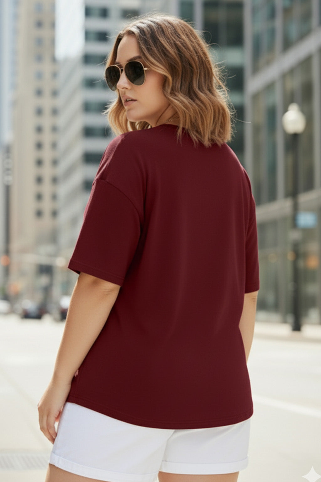 California Maroon Plus Size Printed T-shirt