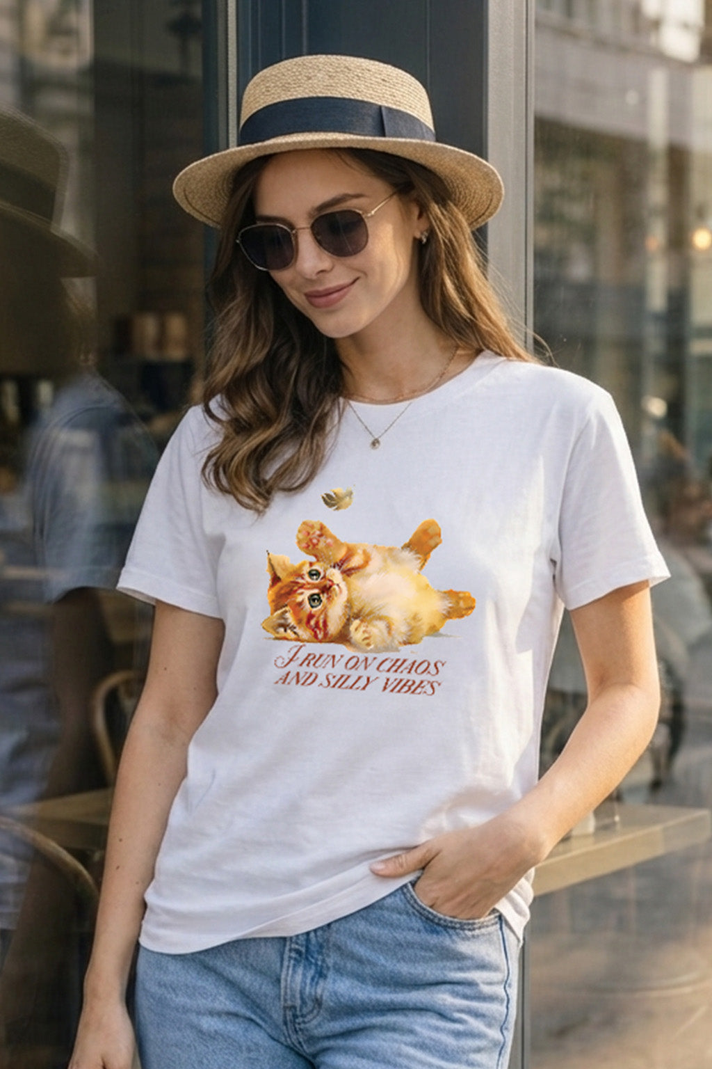 Silly Vibes White Printed Regular Fit T-Shirt