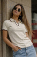 Stripe Collar Marshmallow Regular Fit Premium Pique Lycra Polo T-Shirt