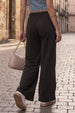 Brown Plain Wide Leg Track Pant