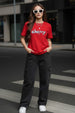 Cherry Red Regular Fit Printed T-shirt