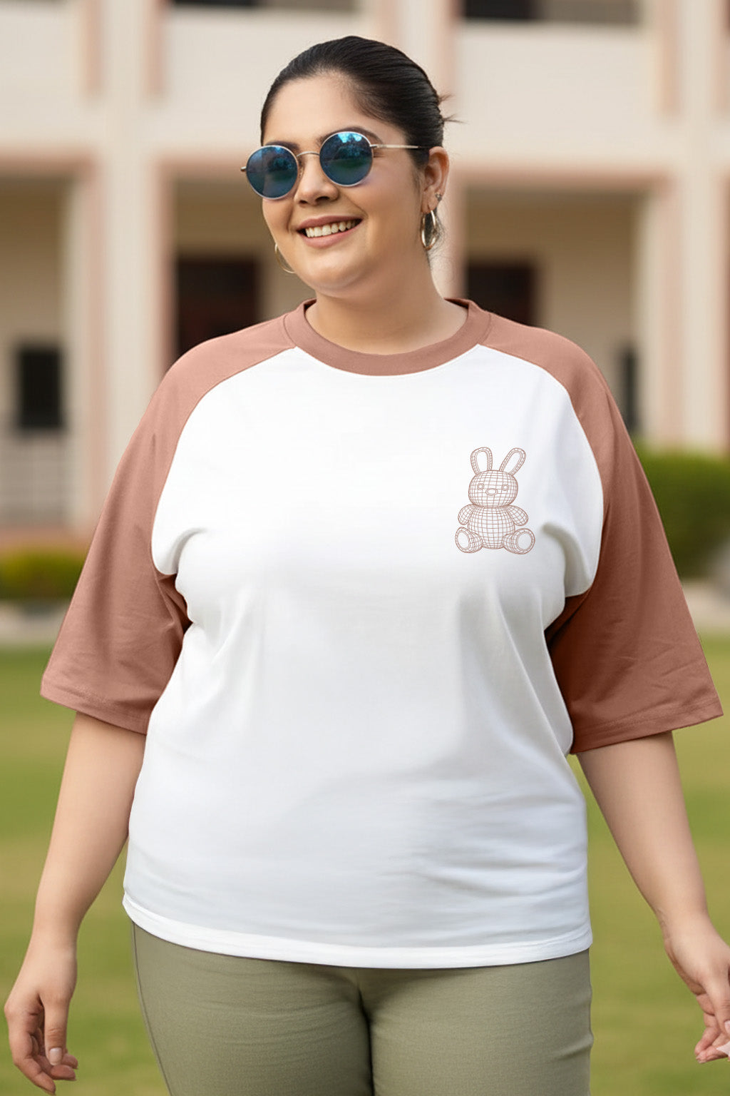 Teddy White Plus Size Oversized T-shirt