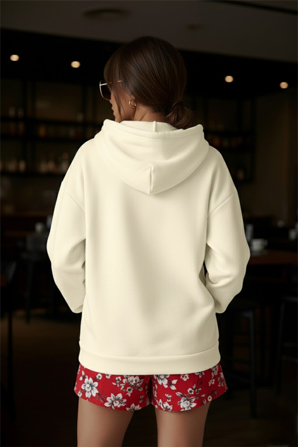 Duck Graphic Printed Off White Oversized Hoodie