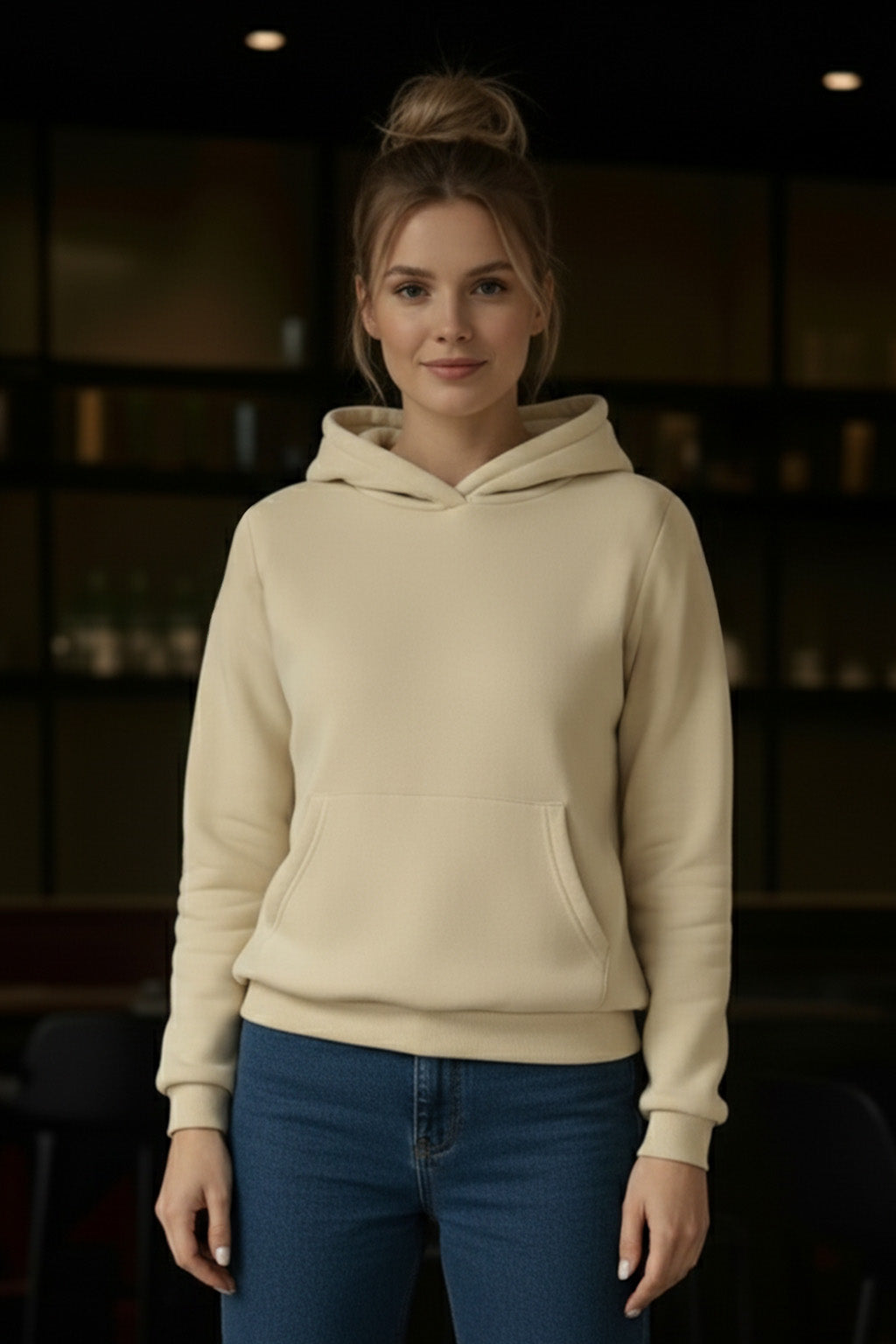 Nature Graphic Printed Beige Regular Fit Hoodie