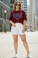 California Maroon Plus Size Printed T-shirt
