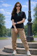 Stripe Collar Black Regular Fit Premium Pique Lycra Polo T-Shirt