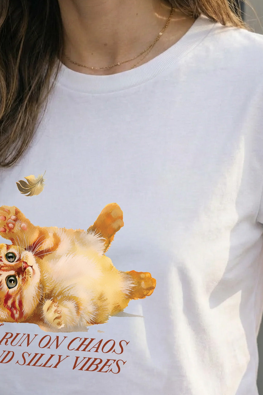 Silly Vibes White Printed Regular Fit T-Shirt