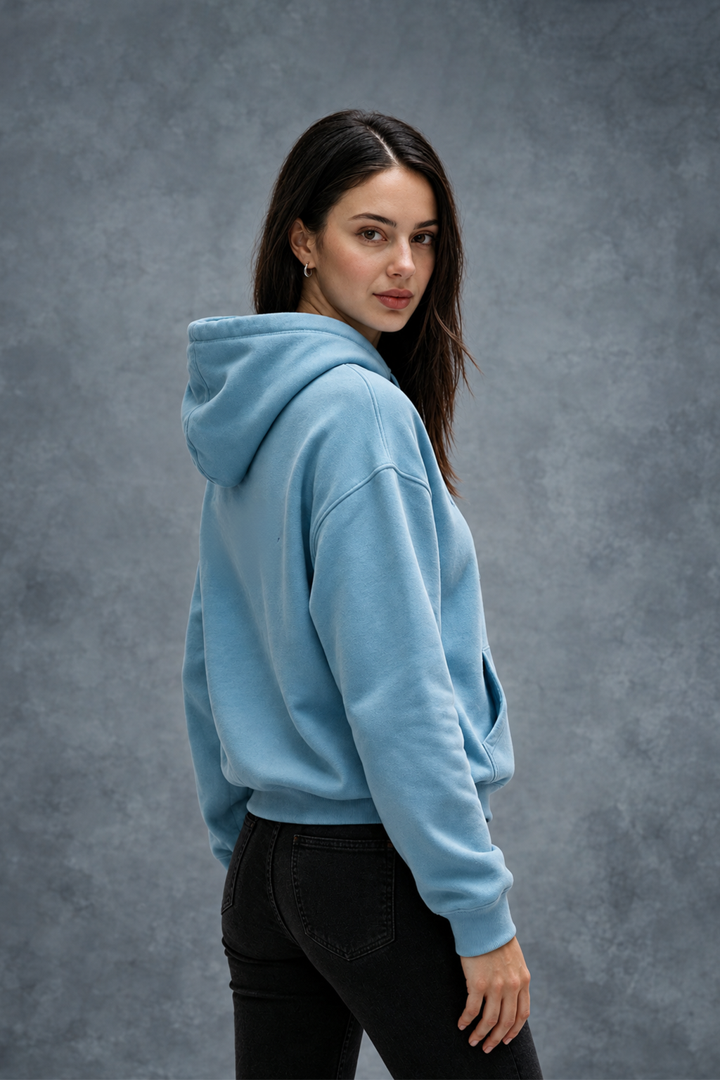 About You Blue Regular Fit Printed Hoodie