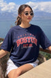 Boston Navy Graphic Printed Oversized T-Shirt