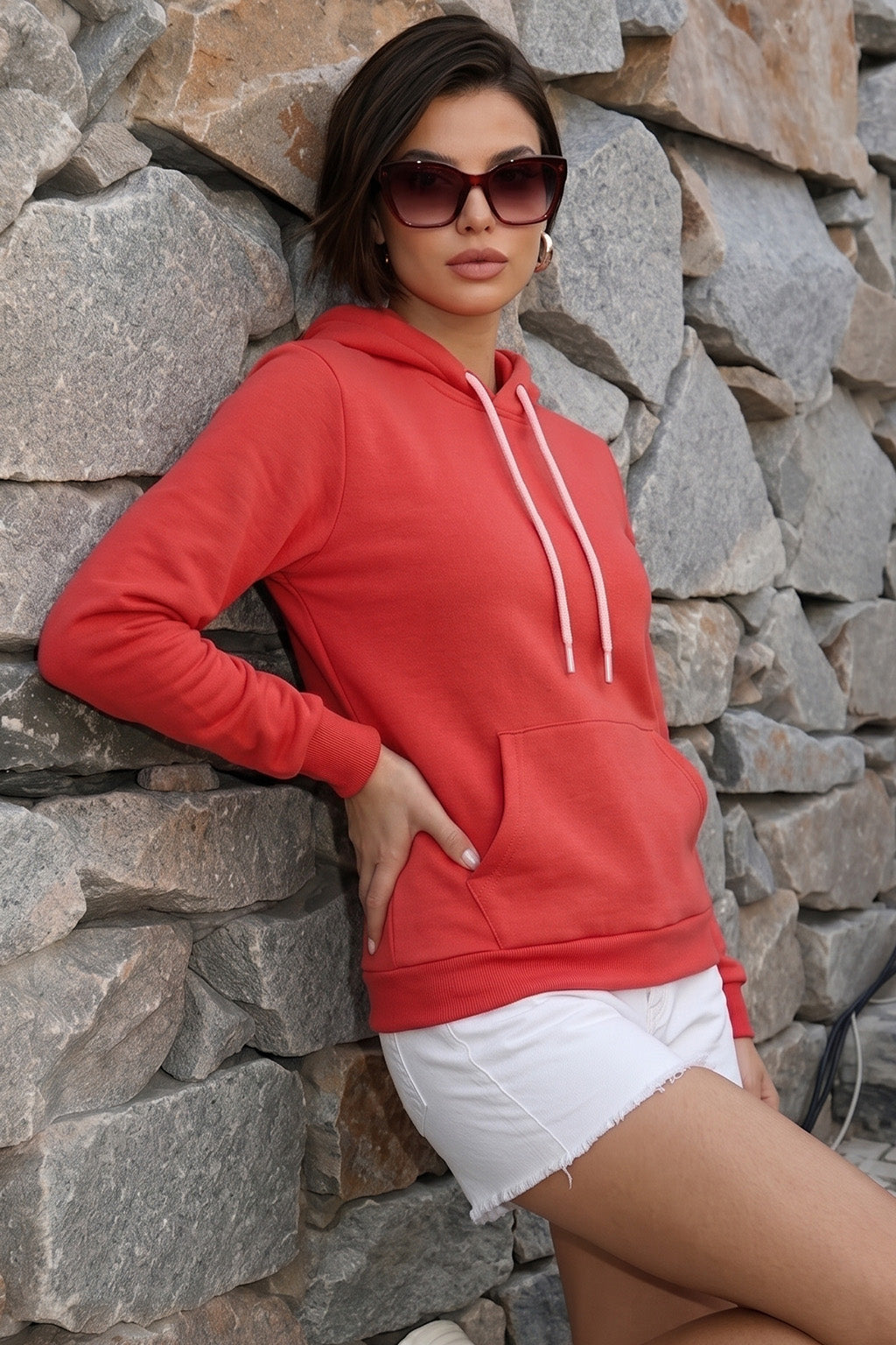 Plain Magenta Regular Fit Hoodie