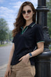 Stripe Collar Black Regular Fit Premium Pique Lycra Polo T-Shirt