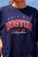 Boston Navy Graphic Printed Oversized T-Shirt
