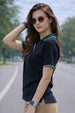 Stripe Collar Black Regular Fit Premium Pique Lycra Polo T-Shirt