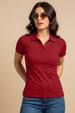 Red Plain Cotton Regular Slim Fit Polo T-Shirt