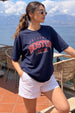 Boston Navy Graphic Printed Oversized T-Shirt