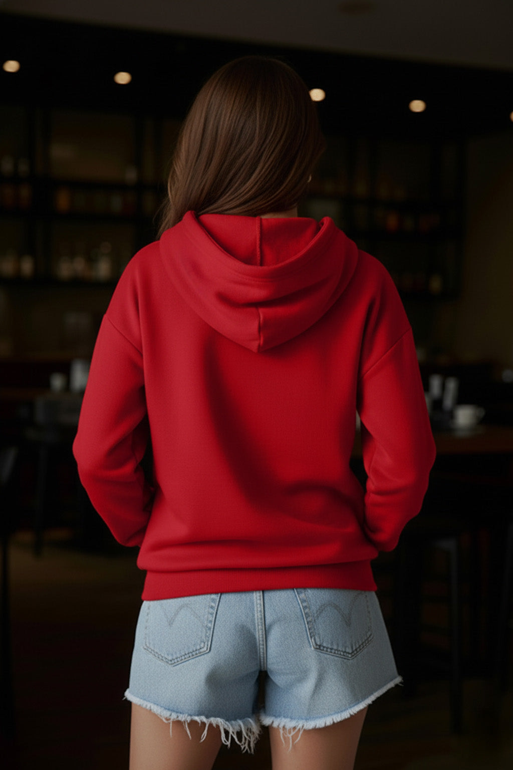 Juneberry Original Red Oversized Graphic Printed Hoodie