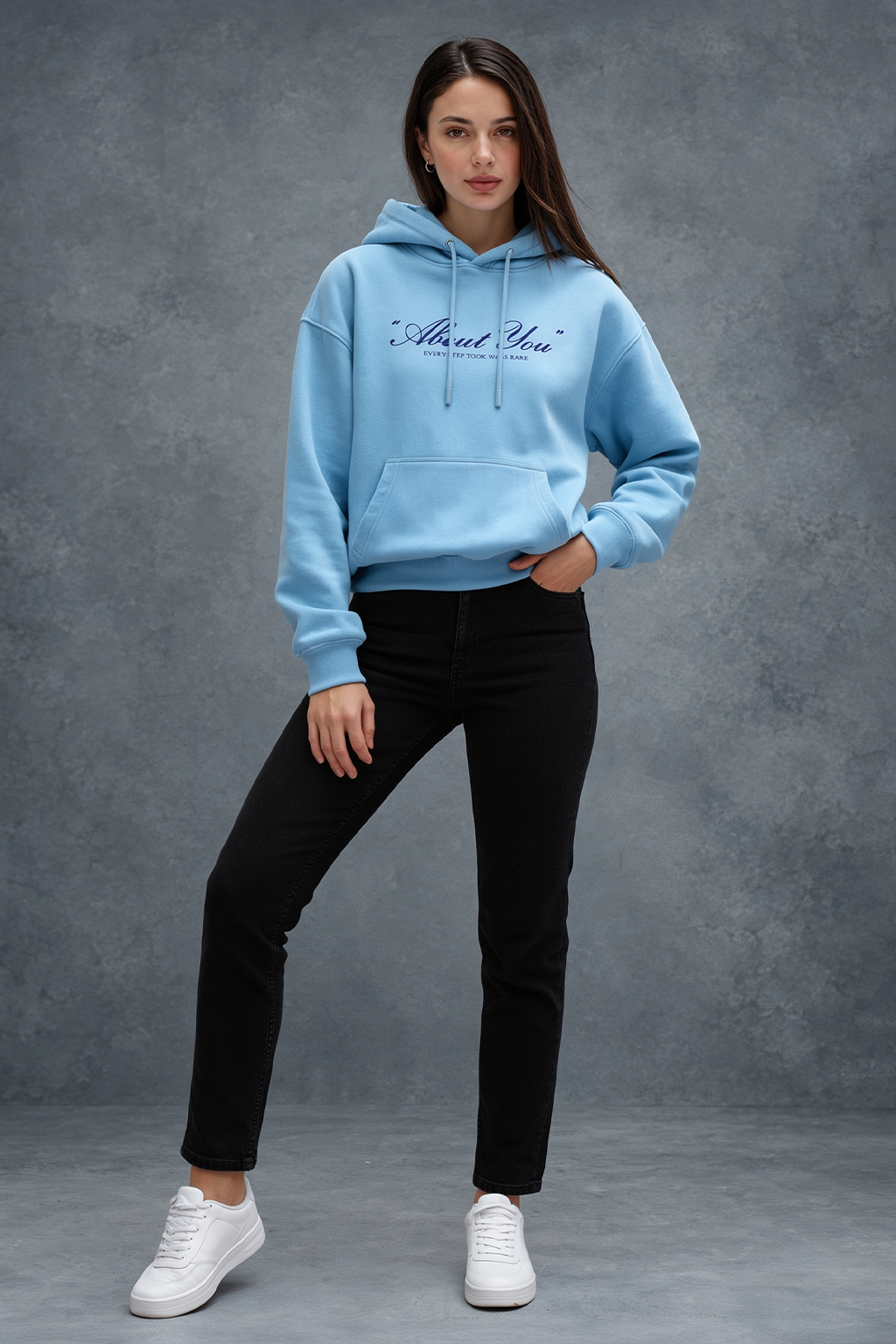 About You Blue Regular Fit Printed Hoodie