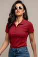 Red Plain Cotton Regular Slim Fit Polo T-Shirt
