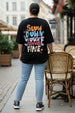 Slow Down Black Plus Size Printed T-shirt