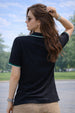 Stripe Collar Black Regular Fit Premium Pique Lycra Polo T-Shirt