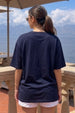 Boston Navy Graphic Printed Oversized T-Shirt
